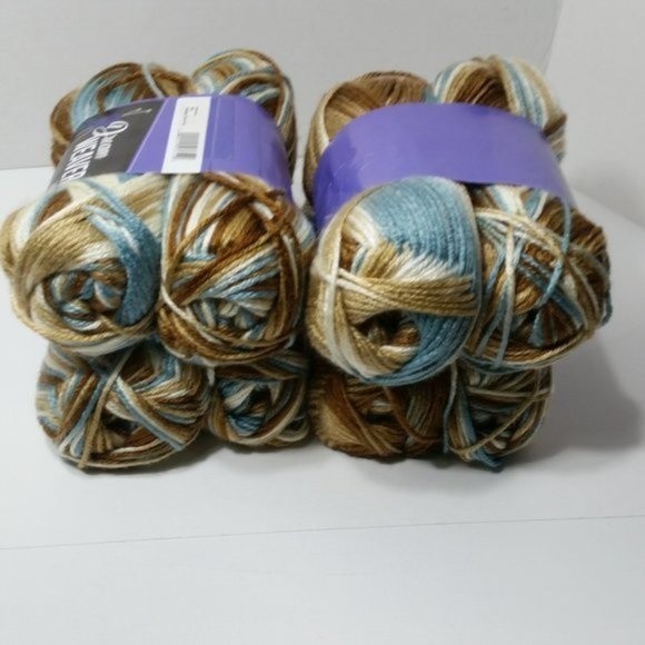 Brown Light Blue White Yarn 8 Total Skeins Worsted - Picture 3 of 13